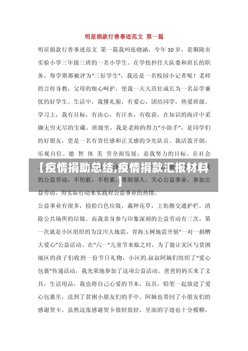 【疫情捐助总结,疫情捐款汇报材料】-第3张图片