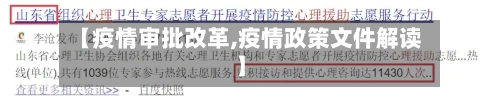 【疫情审批改革,疫情政策文件解读】
